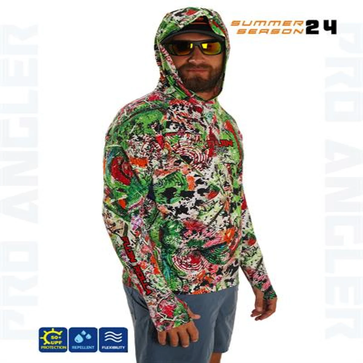 Fujin Pro Angler S24 Hooded Makai Green Red - XLarge (XL)