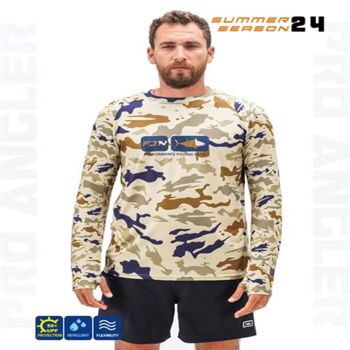 Fujin Pro Angler S24 T-Shirt Narural Camo - Medium (M)