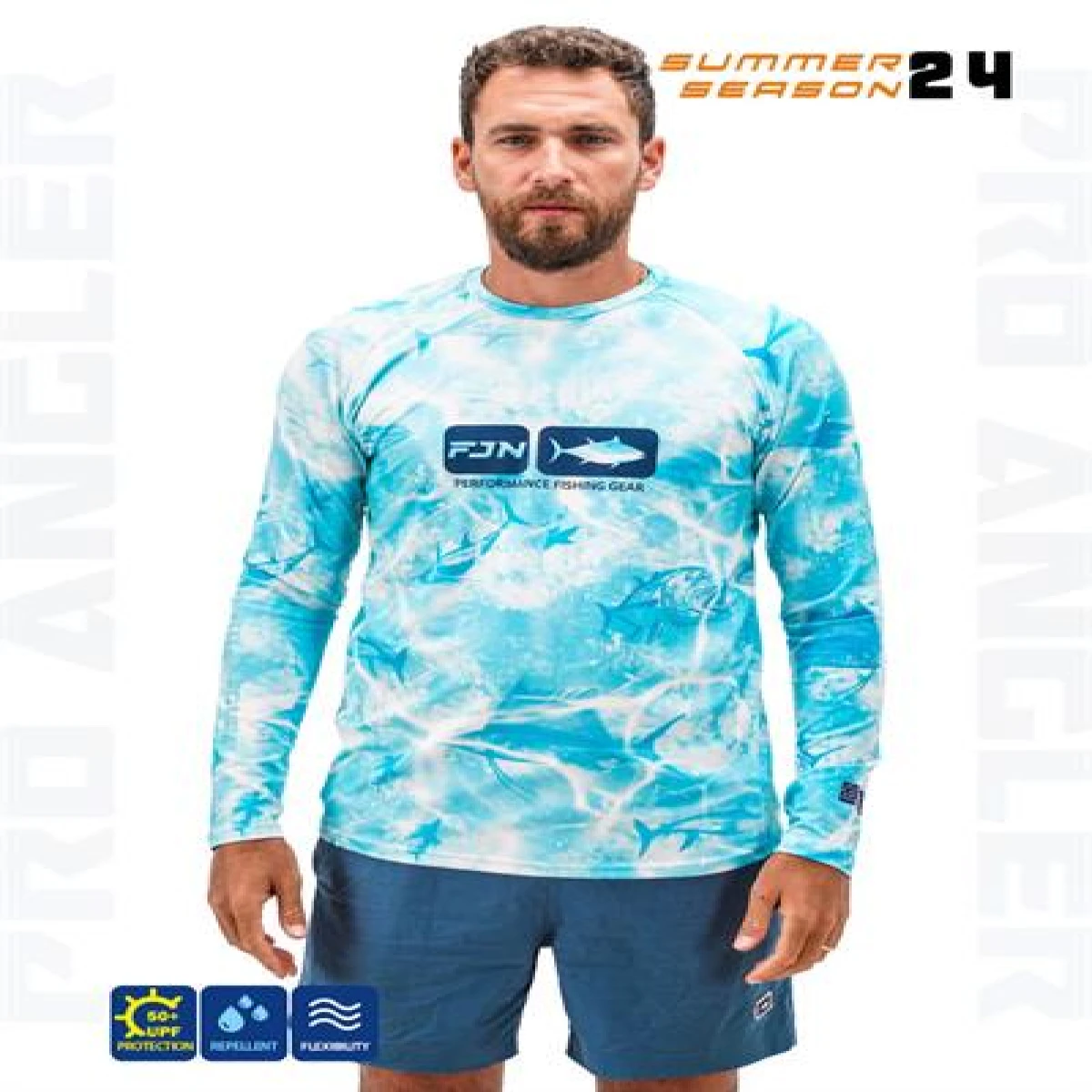 Fujin Pro Angler S24 T-Shirt Water Camo - Large (L)