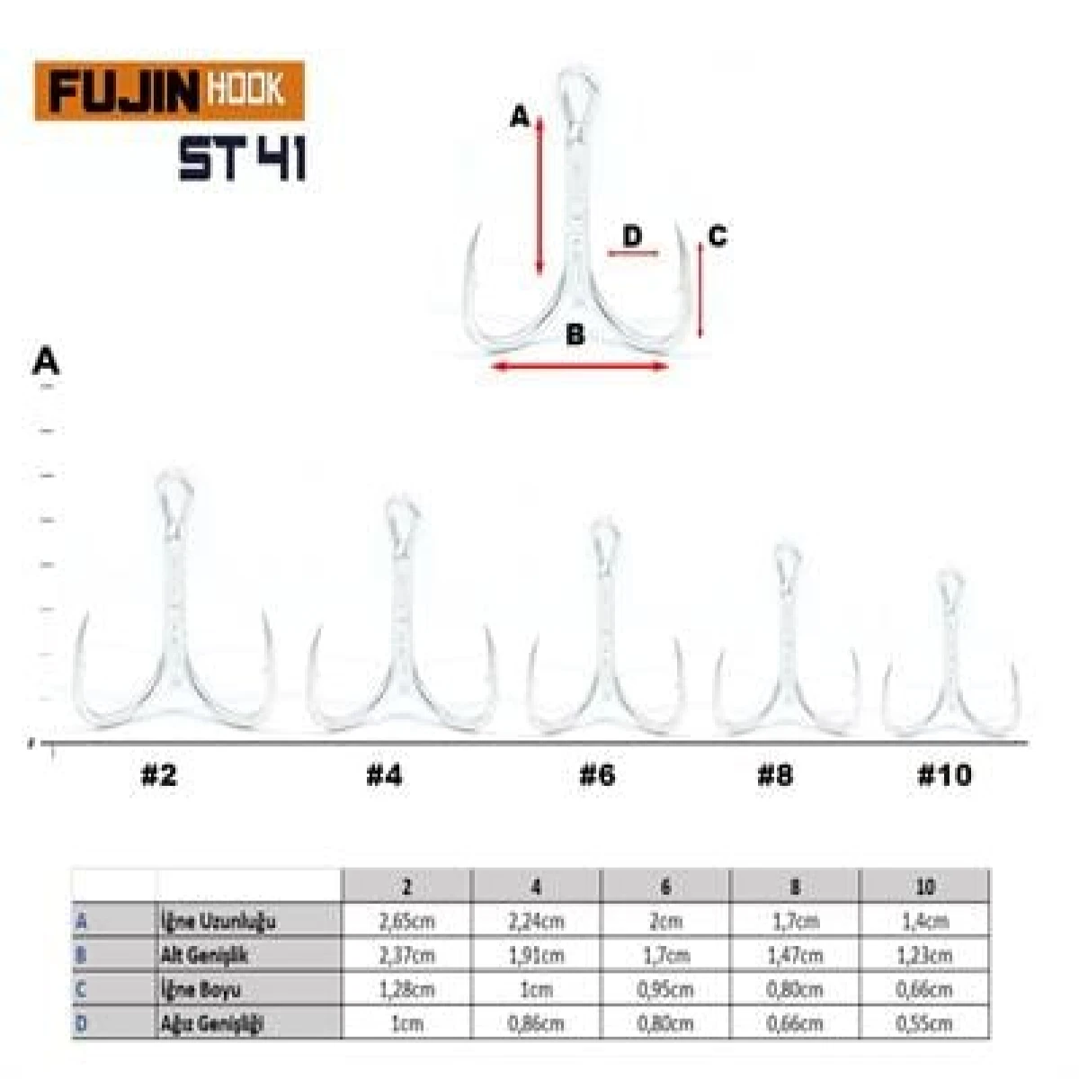 Fujin ST41 Üçlü Maket Balık İğnesi Nickel - 8no