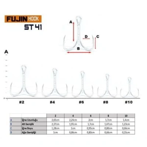 Fujin ST41 Üçlü Maket Balık İğnesi Nickel - 8no
