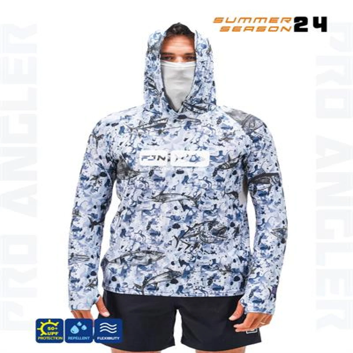 Fujin Pro Angler S24 Buff&Hoodie Black Fish - XXXLarge
