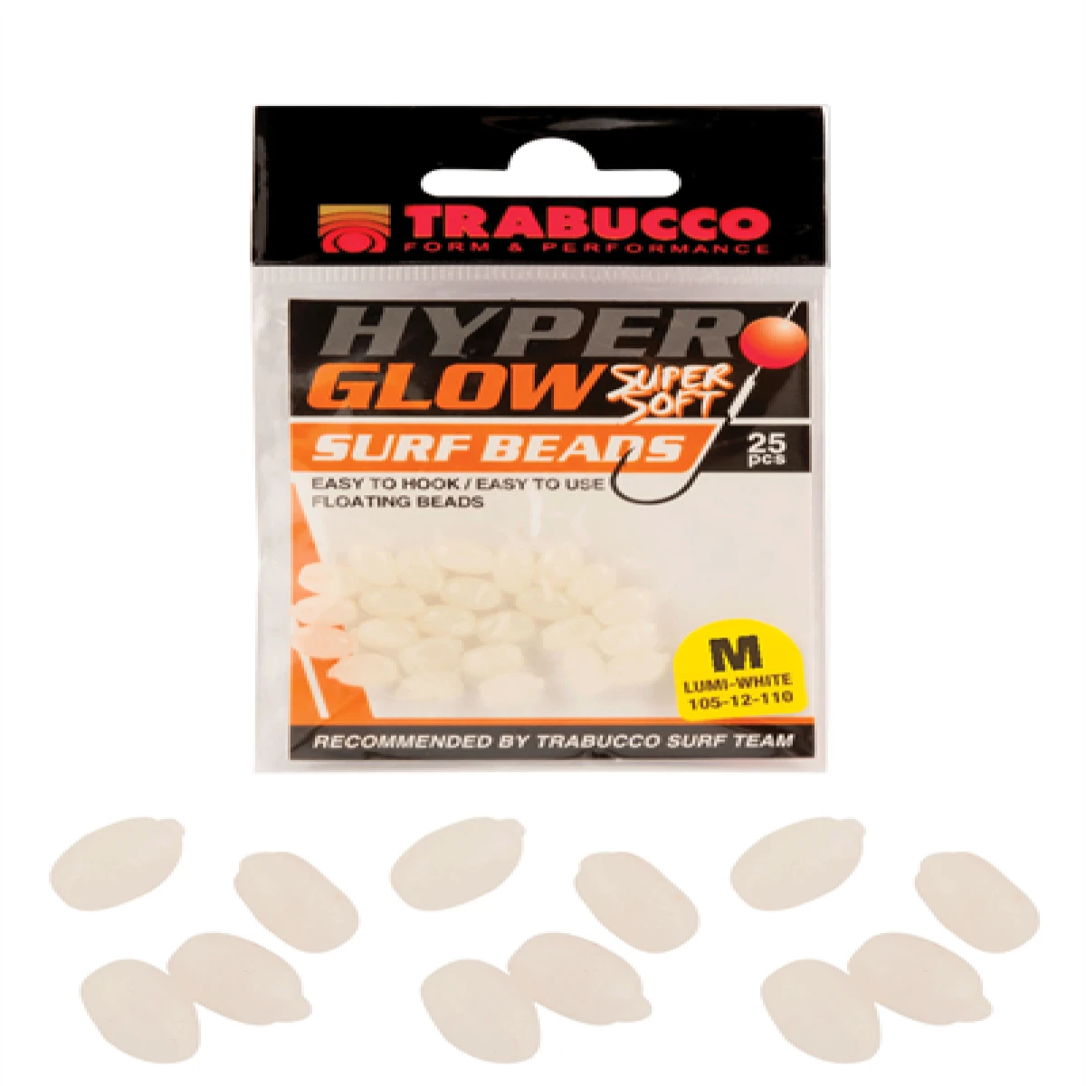 Trabucco Hyper Glow Surf Beads #M Boncuk - White