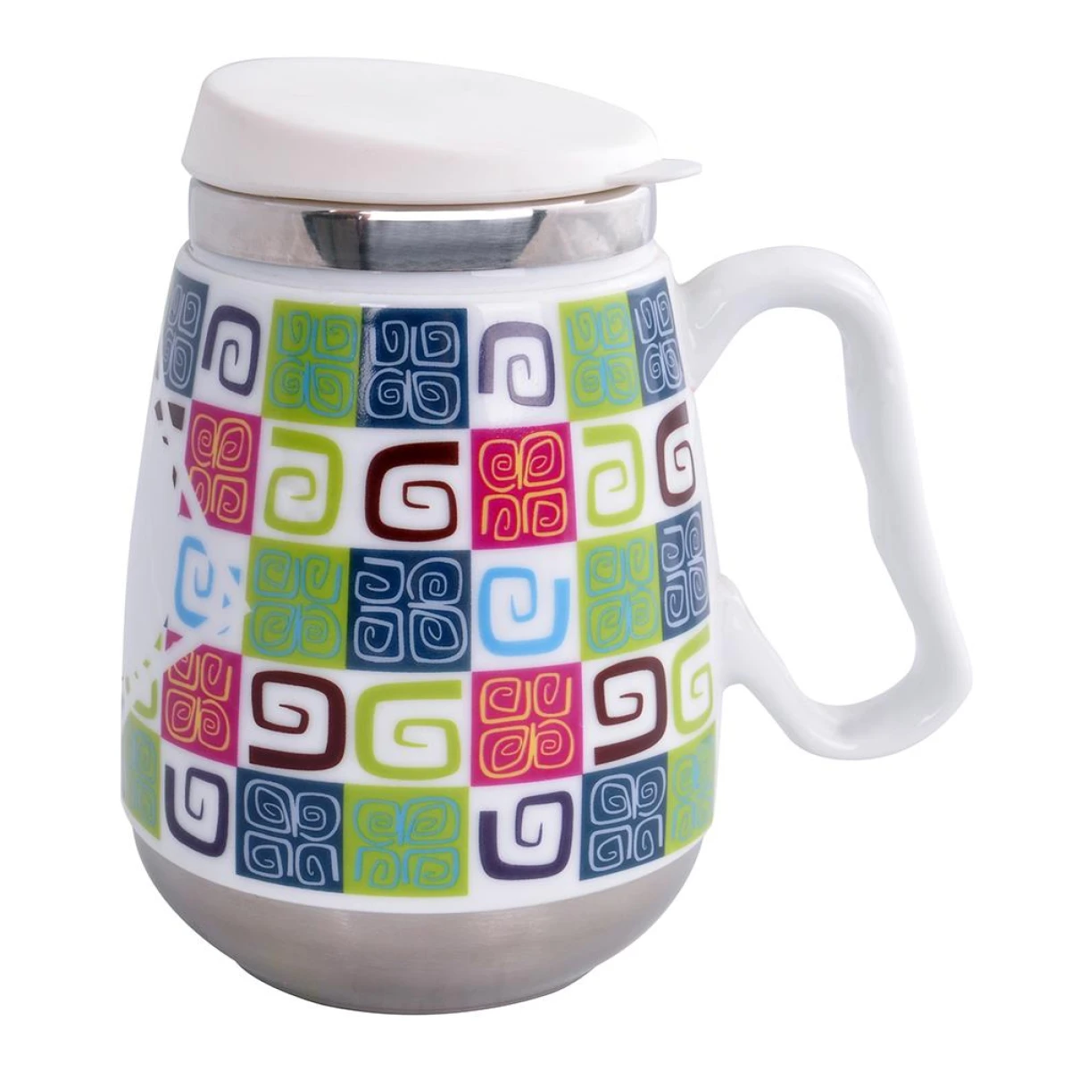 AND OUTDOOR AND325B İçi Çelik Dışı Desenli Seramik Kupa Mug