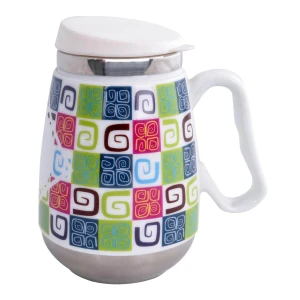 AND OUTDOOR AND325B İçi Çelik Dışı Desenli Seramik Kupa Mug