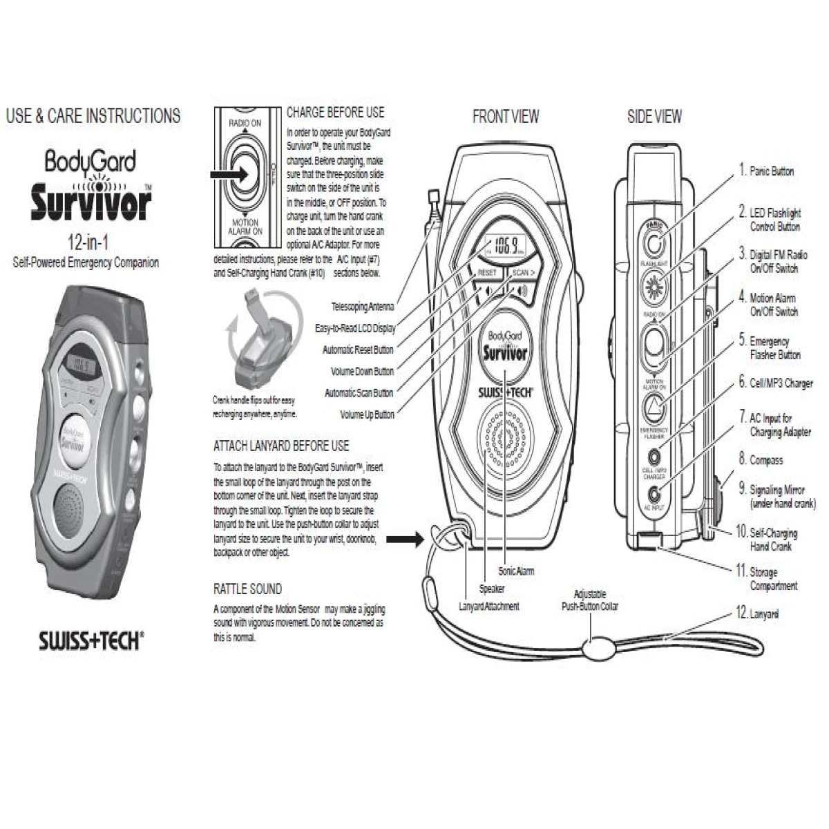 Swisstech BodyGard Survivor 12 In 1 Otomatik Acil Durum Rehberi