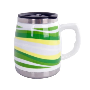 AND OUTDOOR AND325A İçi Çelik Dışı Desenli Seramik Kupa Mug
