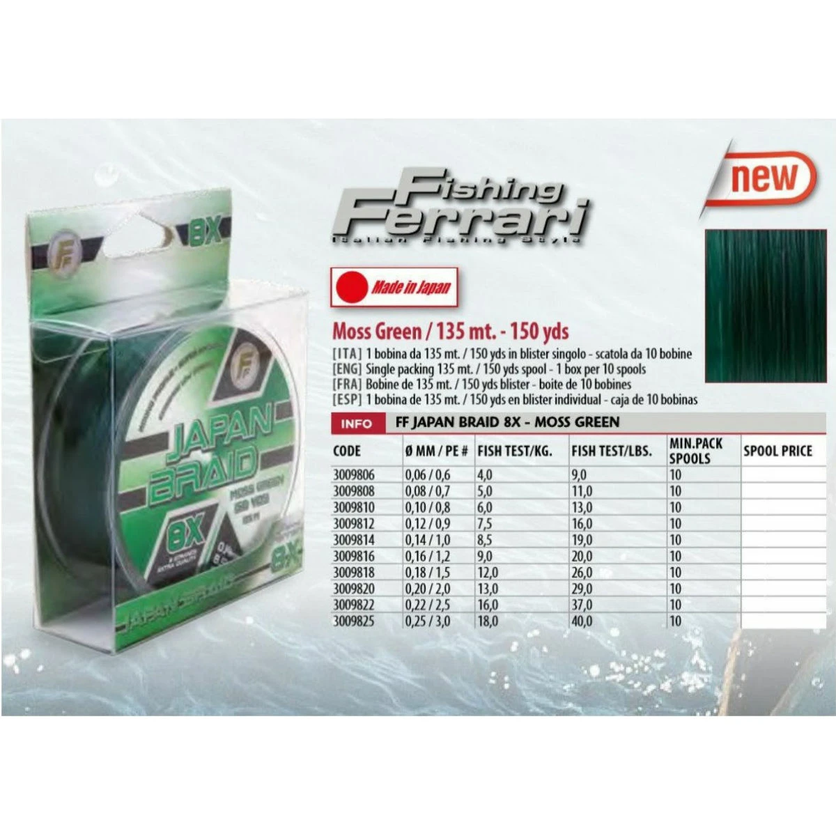 Lineaeffe Japan Braid Green 135 mt 8 Örgü ip - 0,10mm