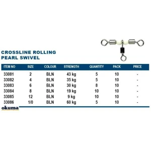 Okuma Crossline Rolling Pearl Swivel 5 Adet - 8 Numara 10 Adet