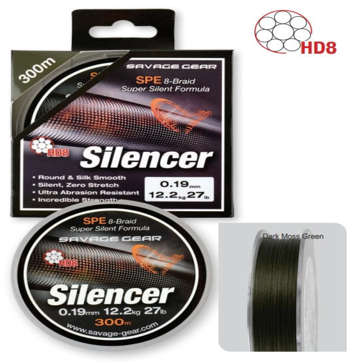 Savage gear HD8 Silencer Braid 300 mt Green Örgü İp - 0,36 mm
