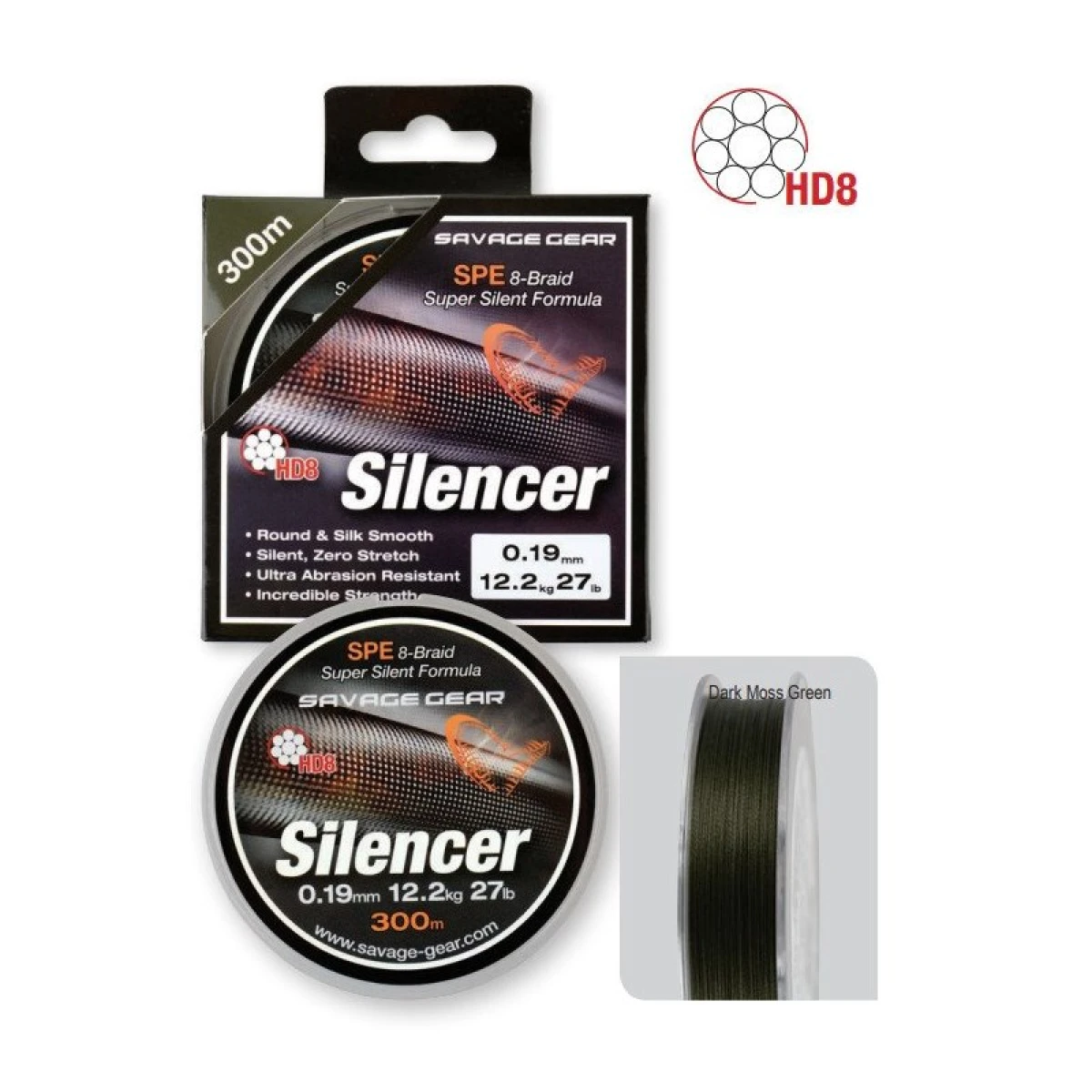 Savage gear HD8 Silencer Braid 300 mt Green Örgü İp - 0,36 mm