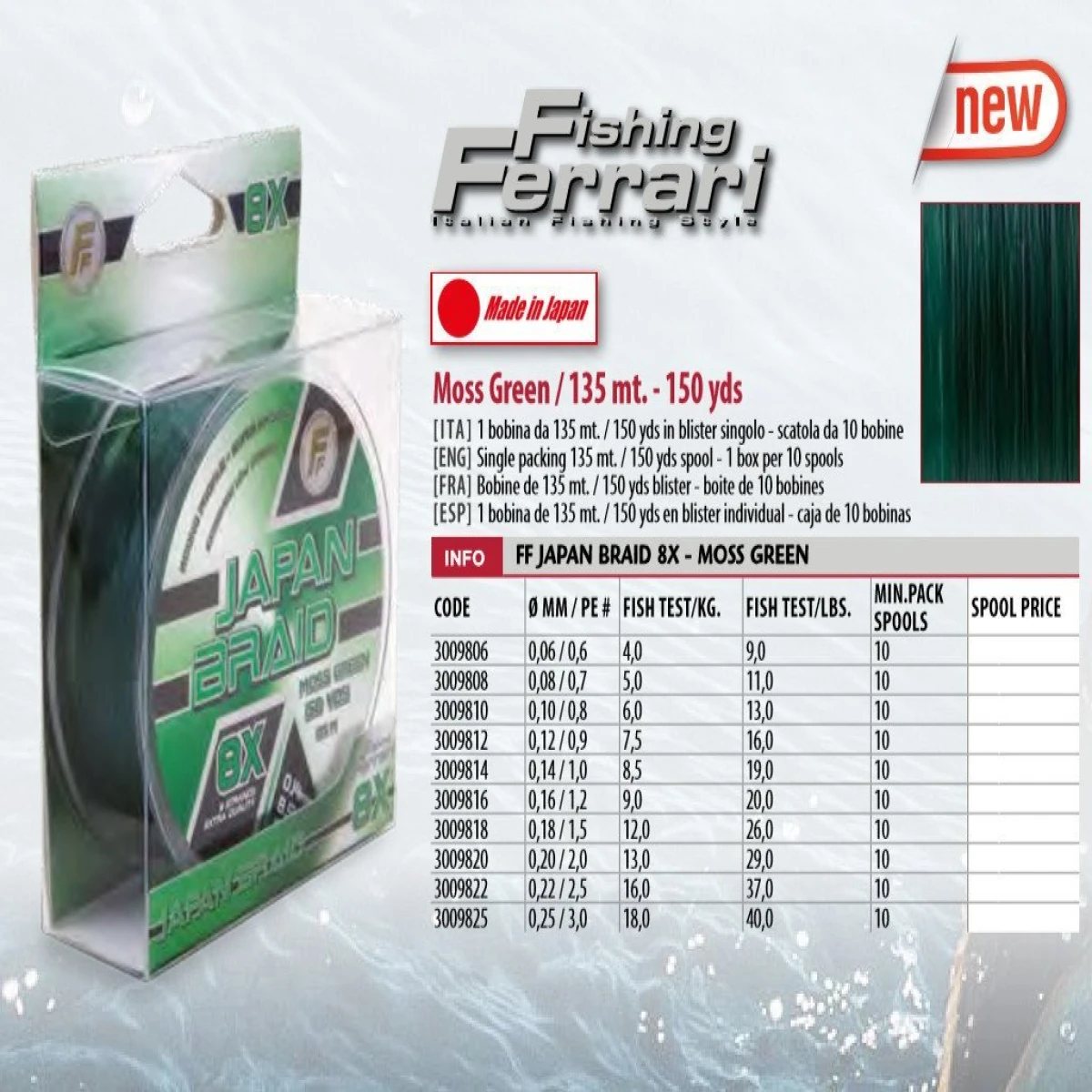 Lineaeffe Japan Braid Green 135 mt 8 Örgü ip - 0,10mm