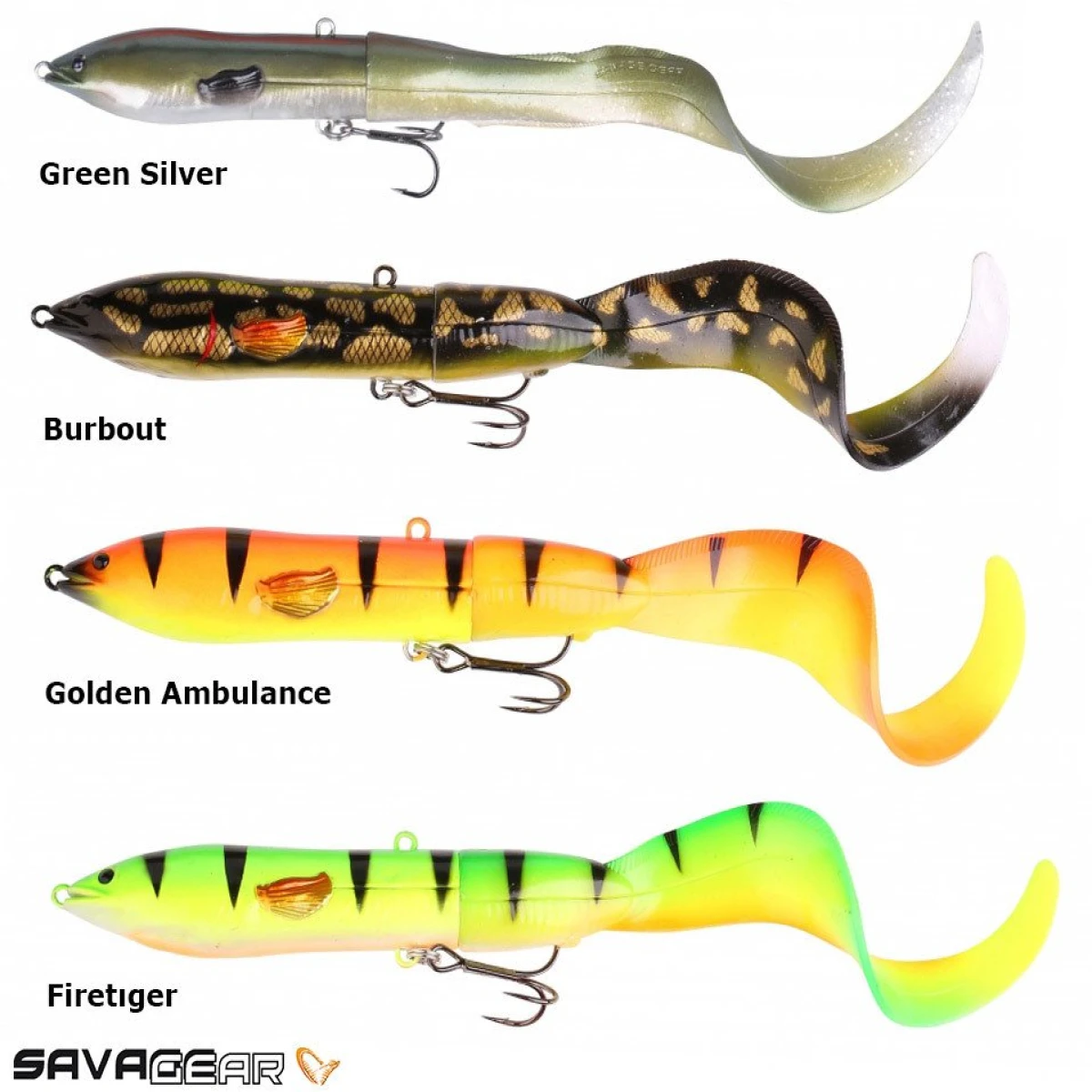 Savage gear 3D Hard Eel Tail Bait 17 cm 40 gr 1+2 Suni Yem - 04-Fire Tiger