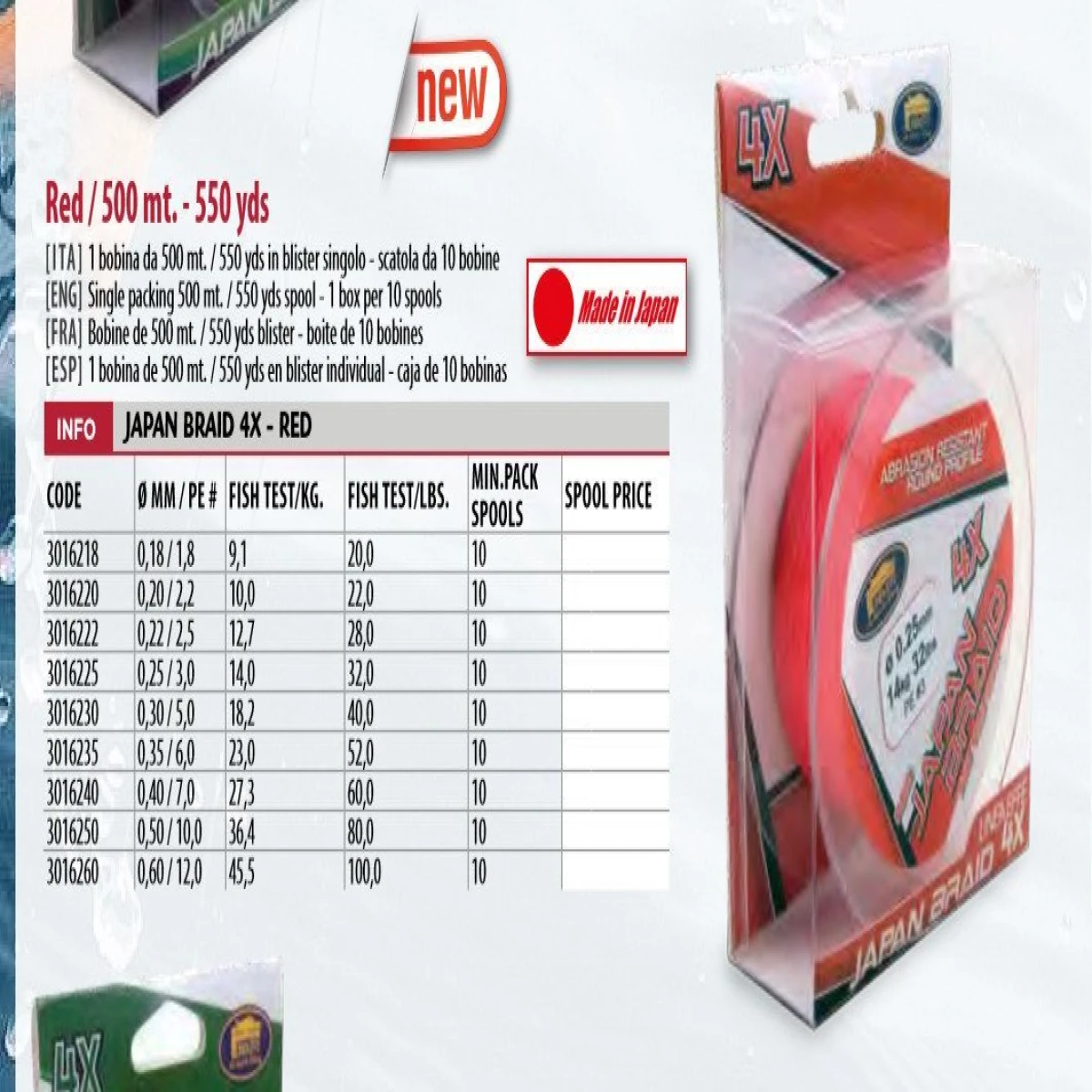 Lineaeffe Japon Braid Red 500 mt 4 Örgü İp - 0.30 mm