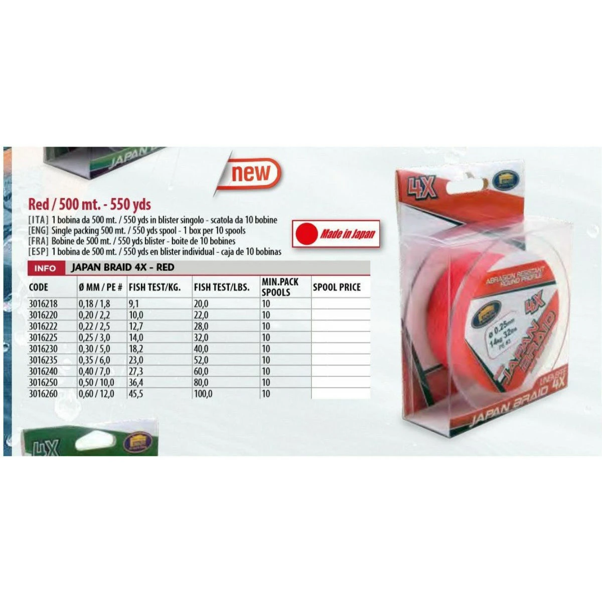 Lineaeffe Japon Braid Red 500 mt 4 Örgü İp - 0.30 mm