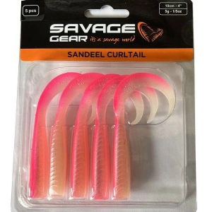 Savage Gear LB Sandeel Curltail 10cm Pink Glow Back 5 Adet