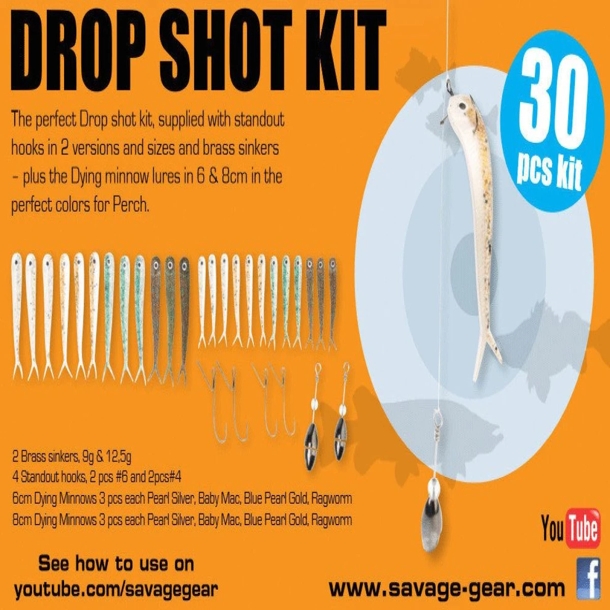SAVAGE GEAR SG Lb Dying Minnow Drop Shot Pro Pack Kit 30 Parça