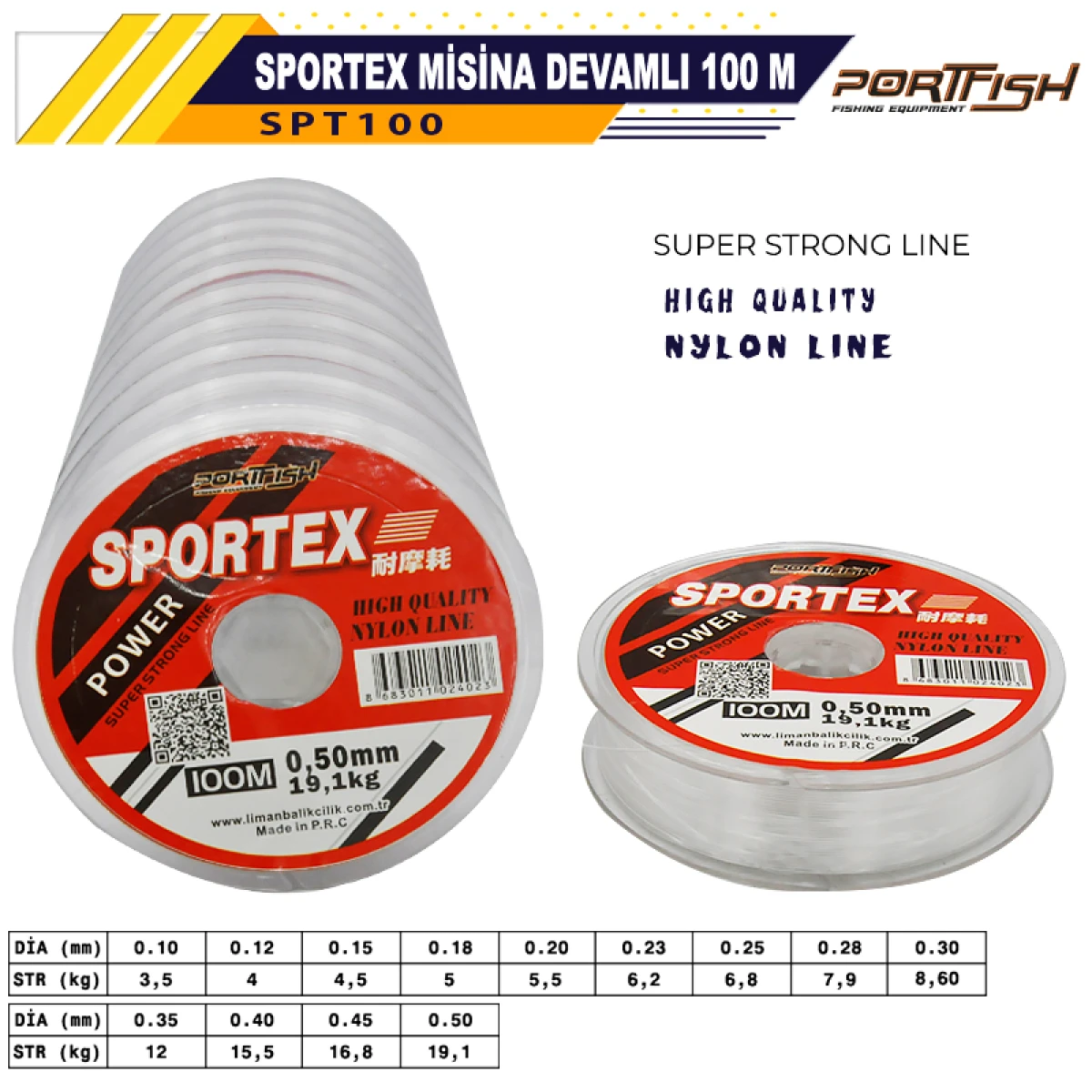 Portfish Sportex Misina Devamlı 100mt - 0,23