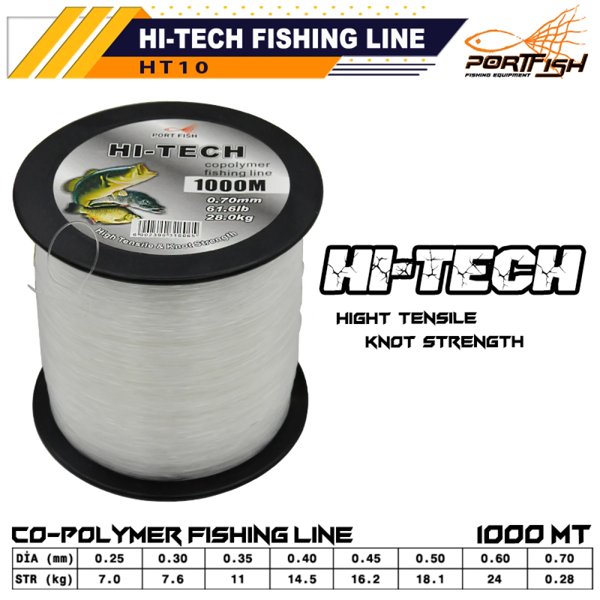 Portfish Hi-Tech 1000 mt Bobin Misina - 0,45