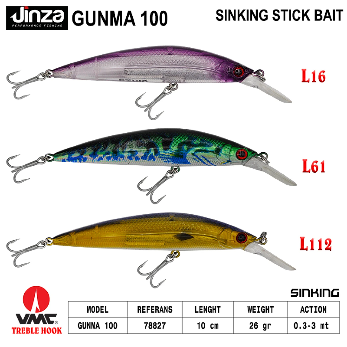 Jinza Gunma 100 mm 26 gr Maket Balık - L112