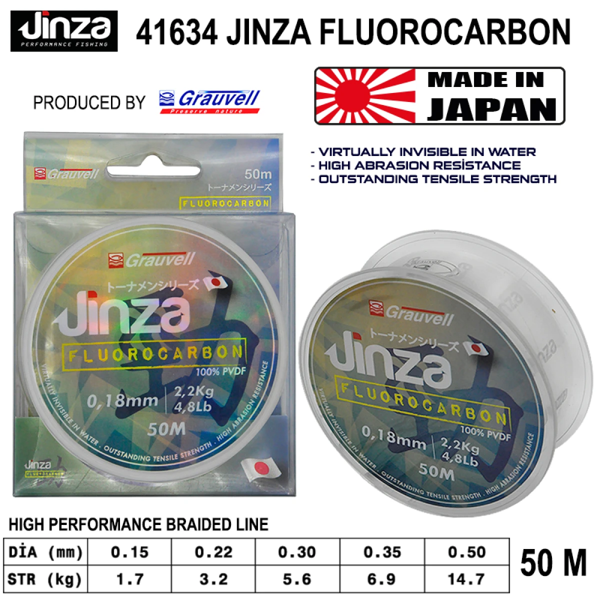 Jinza Fluorocarbon 50 m Misina - 0,50