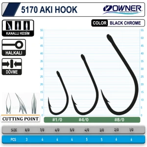 Owner 5170 Aki Hook Black Chrome İğne - No 6/0