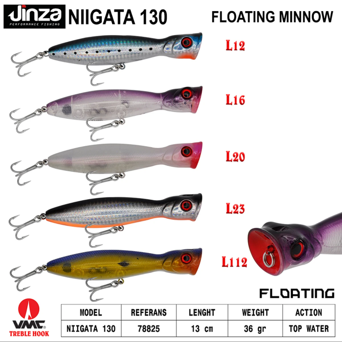 Jinza Niigata 130 mm 36 gr Poper Suni Yem - L16