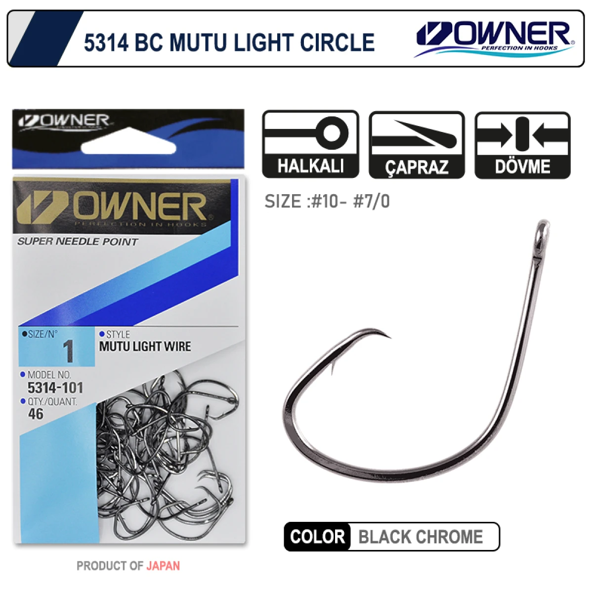 Owner 5314 Mutu Light Black Chrome İğne - 1