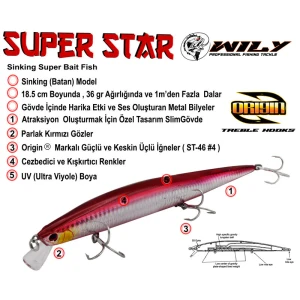 Wily Süper Star 18.5 cm Maket Balık 36 gr (Sinking) - 01
