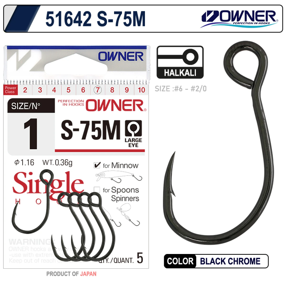 Owner 51642 S-75m Black Chrome İğne - 6