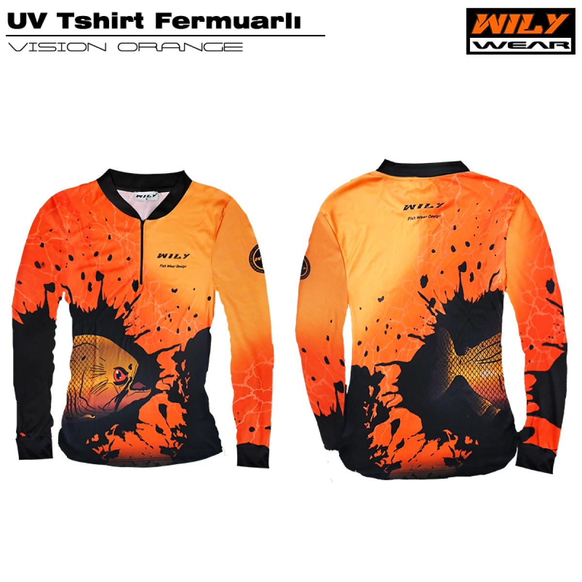Wily Wear UV T-Shirt Fermuarlı Vision Orange - XL