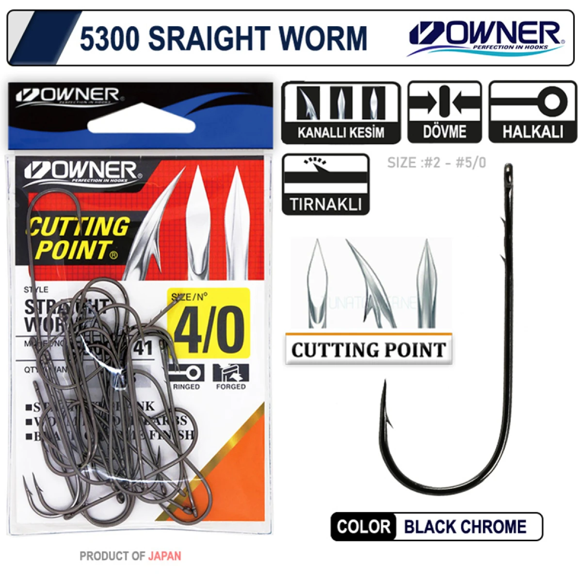 Owner 5300 Straight Shank Black Chrome İğne - 2