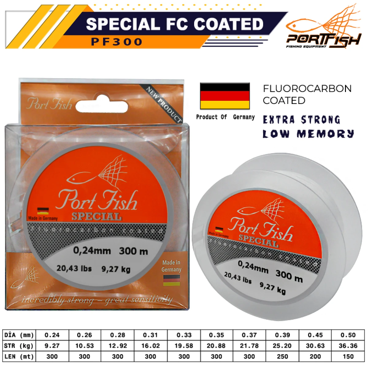 Portfish Special Fluoro Carbon Coated 300 mt - 0,26 - 300 mt