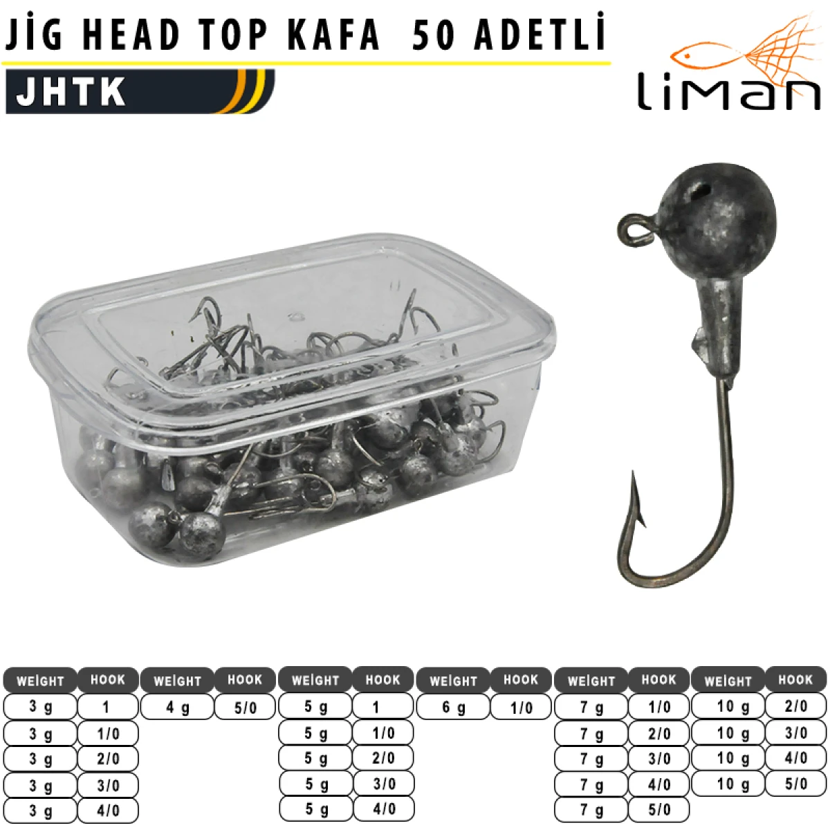 Liman Jig Head Top Kafa - 50 Adetli - 3 g - #1/0