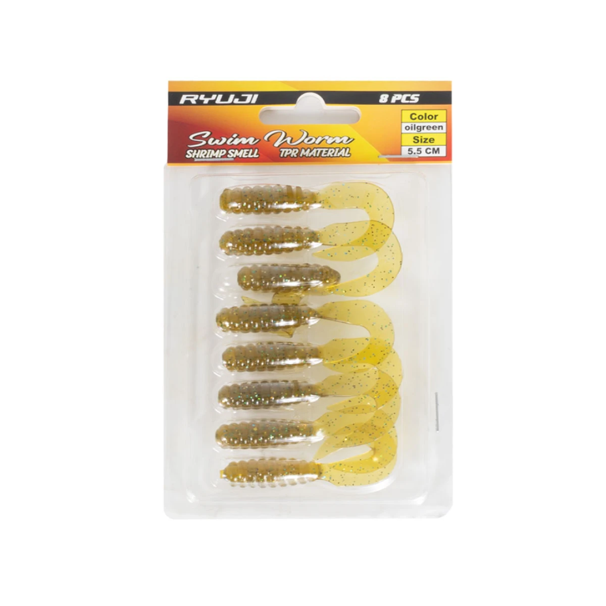 RYUJI SWIM WORM 5.5CM TPR KOKULU SİLİKON - BLUE AND SILVER GLITTER
