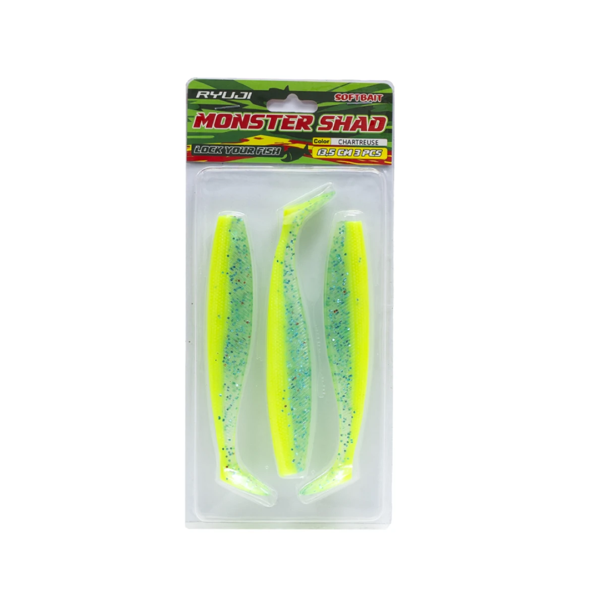 RYUJI MONSTER SHAD 13.5CM ,16GR, (3AD) - CHARTREUSE UV
