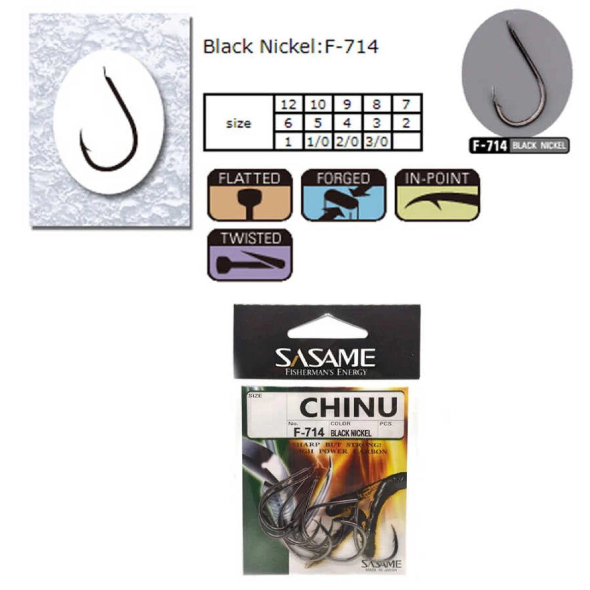 Sasame Chinu F-714 Serisi Olta İğnesi - 3/0
