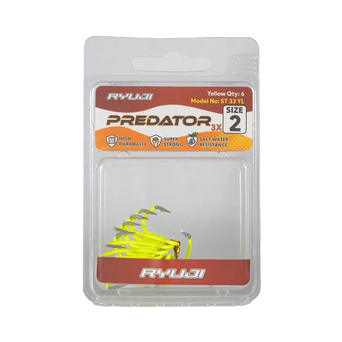 RYUJI PREDATOR ST33 YELLOW ÜÇLÜ İĞNE (6 ADET) - NO:6