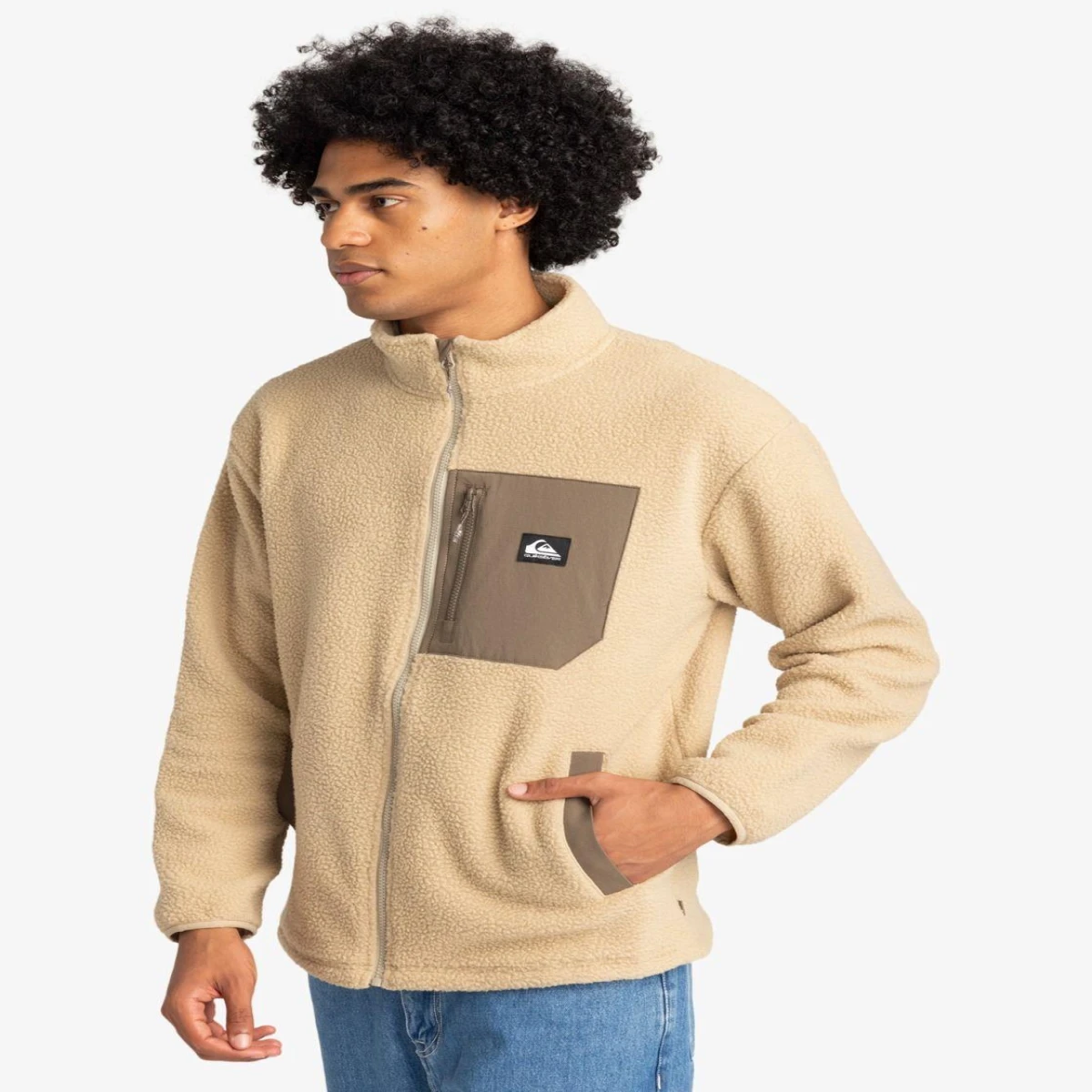 Quiksilver CLEAN COAST FZ Erkek Polar Ceket - Bej XL