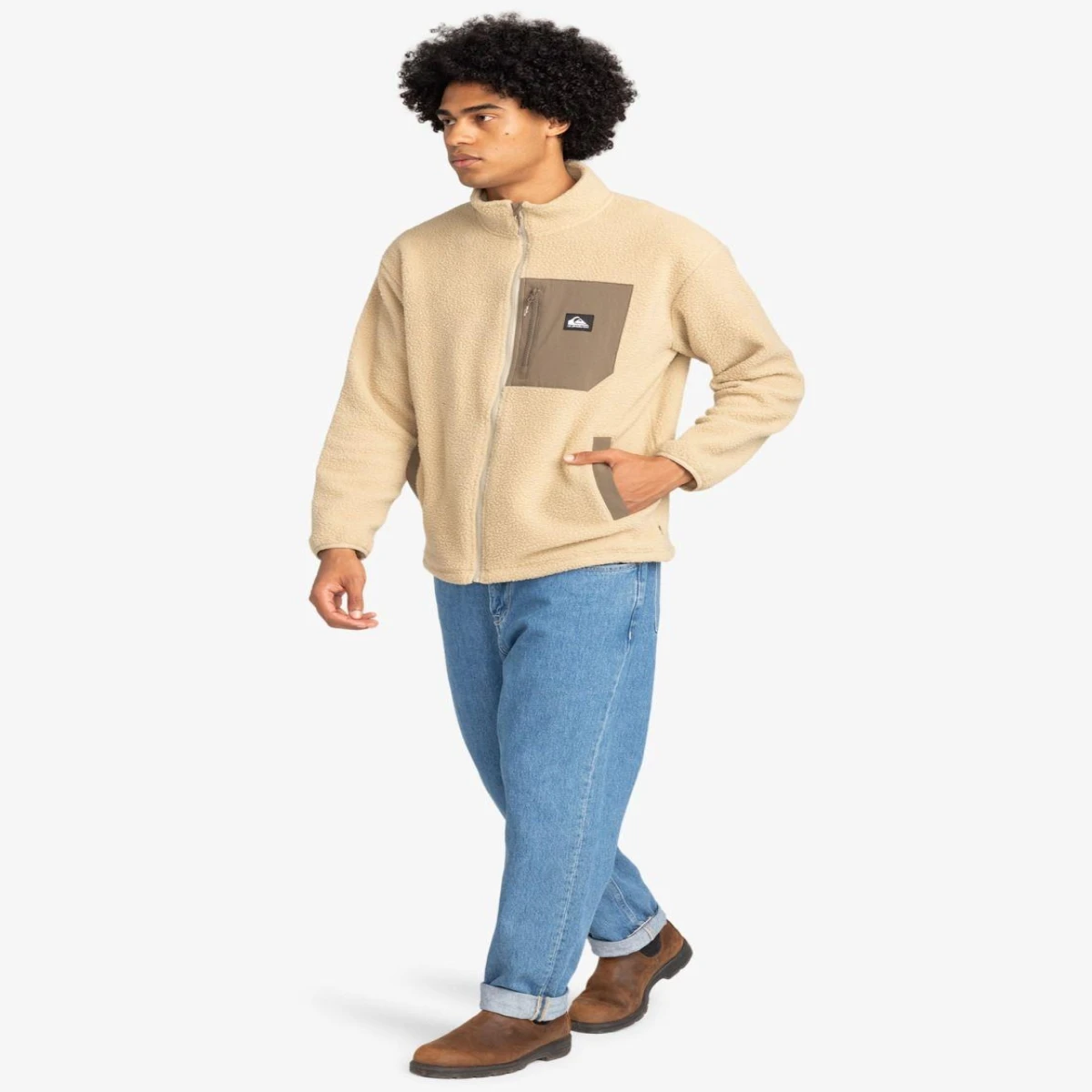 Quiksilver CLEAN COAST FZ Erkek Polar Ceket - Bej XL