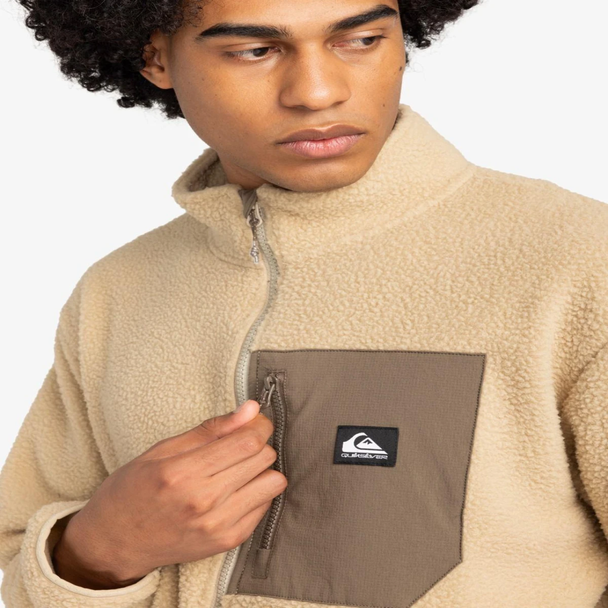 Quiksilver CLEAN COAST FZ Erkek Polar Ceket - Bej XL