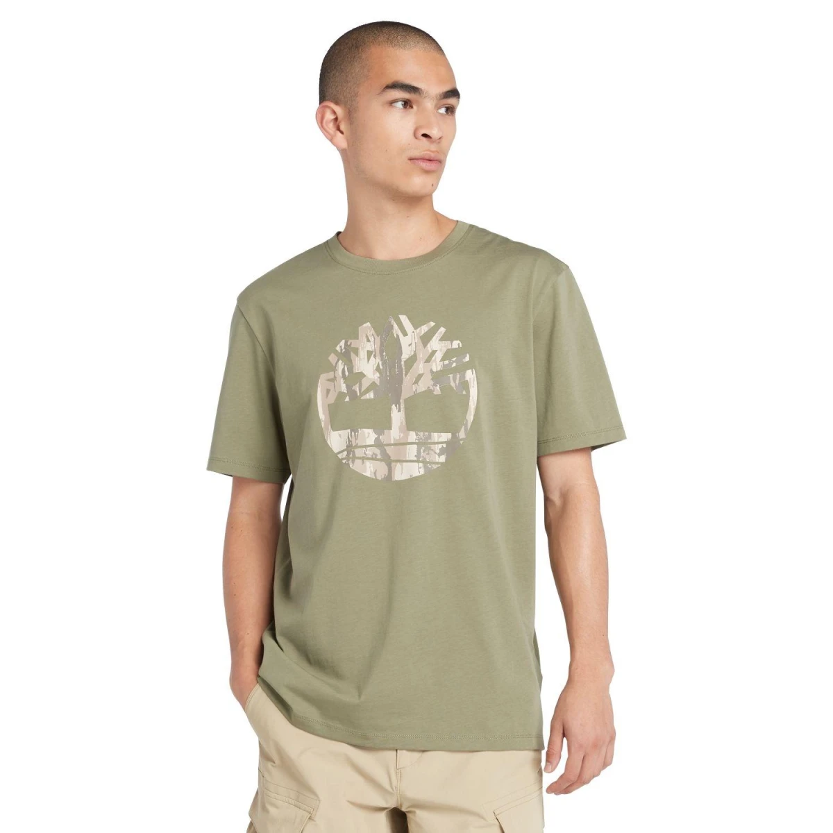 Timberland Camo Tree Logo Short Sleeve Tee Erkek T-Shirt