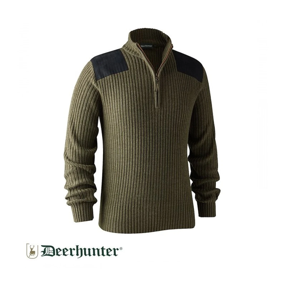 DEERHUNTER Rogaland Yarım Fermuarlı Yeşil Kazak - 2XL