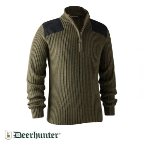DEERHUNTER Rogaland Yarım Fermuarlı Yeşil Kazak  - L
