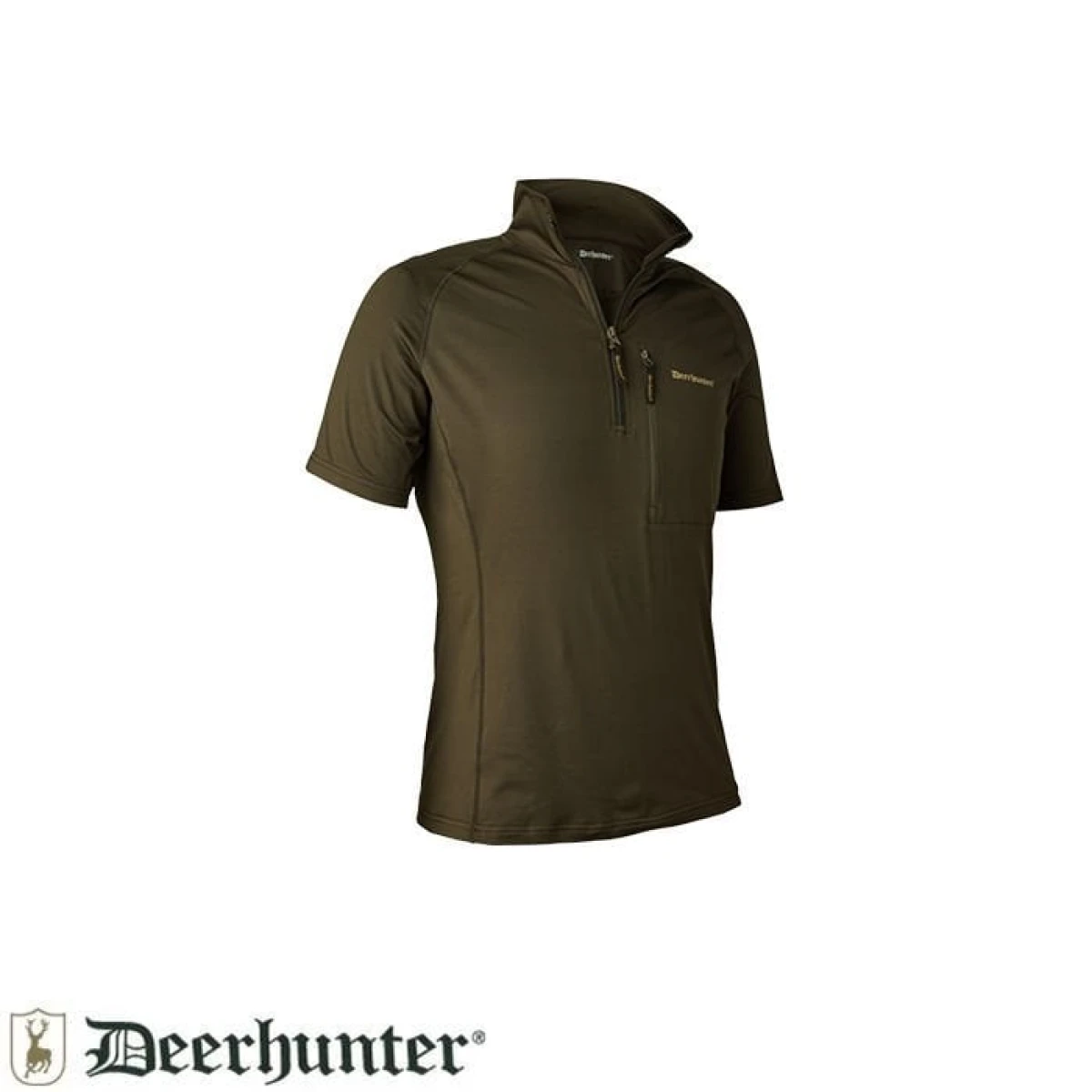 DEERHUNTER Yaka Fermuarlı K.Kollu Yeşil Tişört - XL