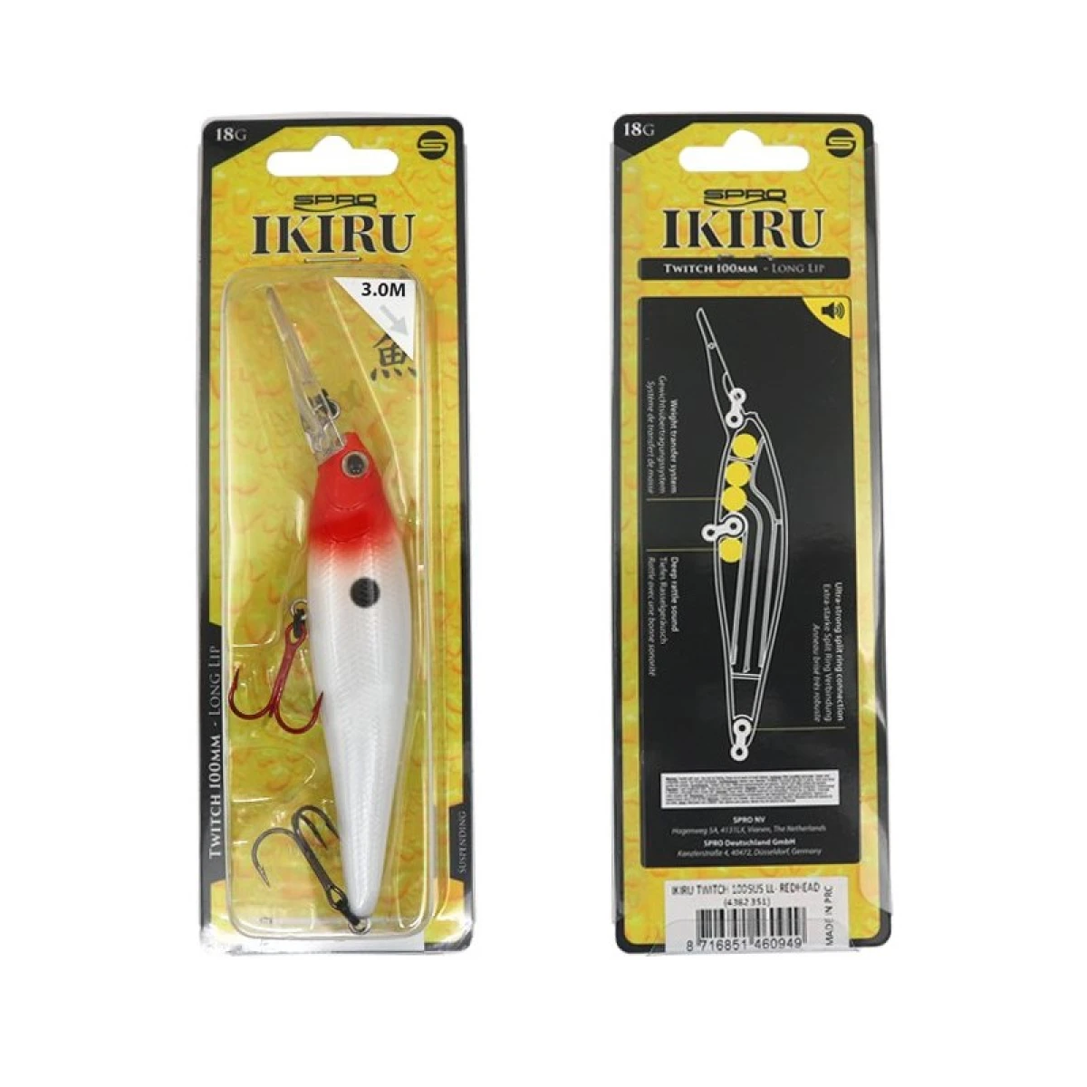 SPRO Ikiru Twitch Red Head 10cm 18 G Maket Yem 1/1