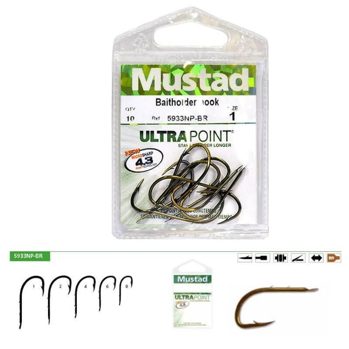 Mustad Olta İğnesi 5933 NPBR 10 lu BRONZ NO:8