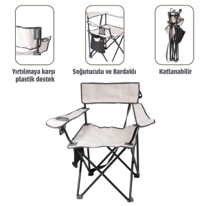 ALBA STAR Soğutuculu ve Bardaklı Kamp Sandalyesi BEYAZ - 2Lİ