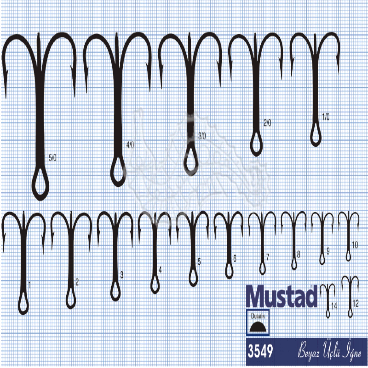 Mustad Olta İğnesi 3549D 50li Standart NO:4-0