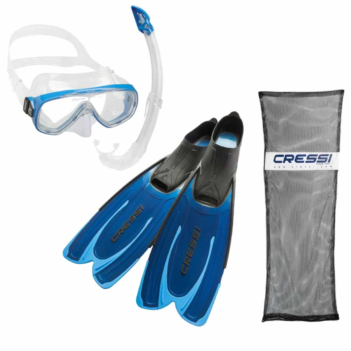 Cressi Agua - Onda - Mexico Palet Maske Şnorkel Set BLUE NO:43-44